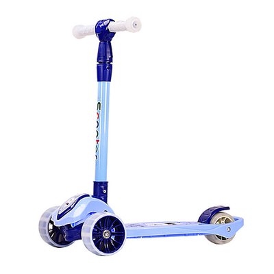 Самокат дитячий 3-х колісний HS2014 (RL7T) складаний, колеса, що світяться, PU (Синій) HS2014(Blue) фото